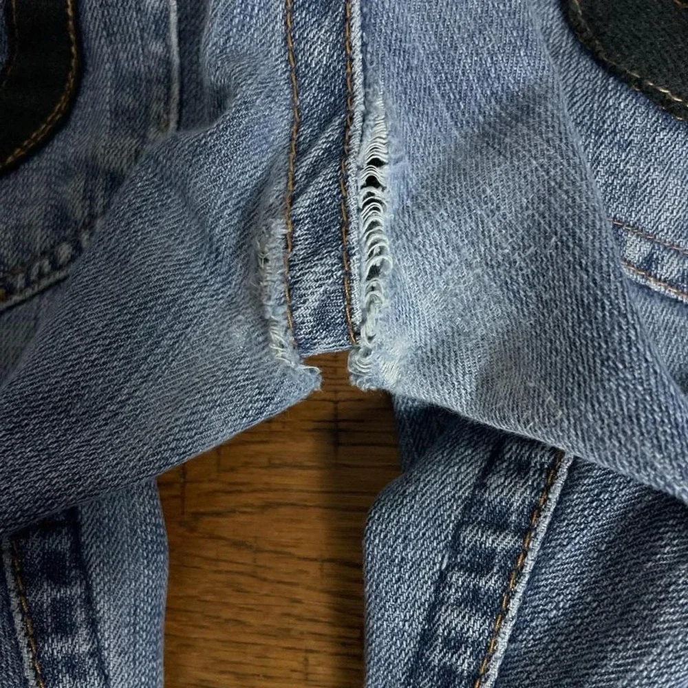 True Religion Baggy Denim Jeans Mens 33x28 Blue Streetwear Horseshoe Flap Pocket